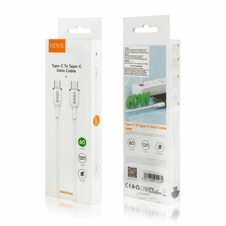 Kabel TYP-C - TYP C 1.2m VIDVIE CB4012 biały 3A 60W